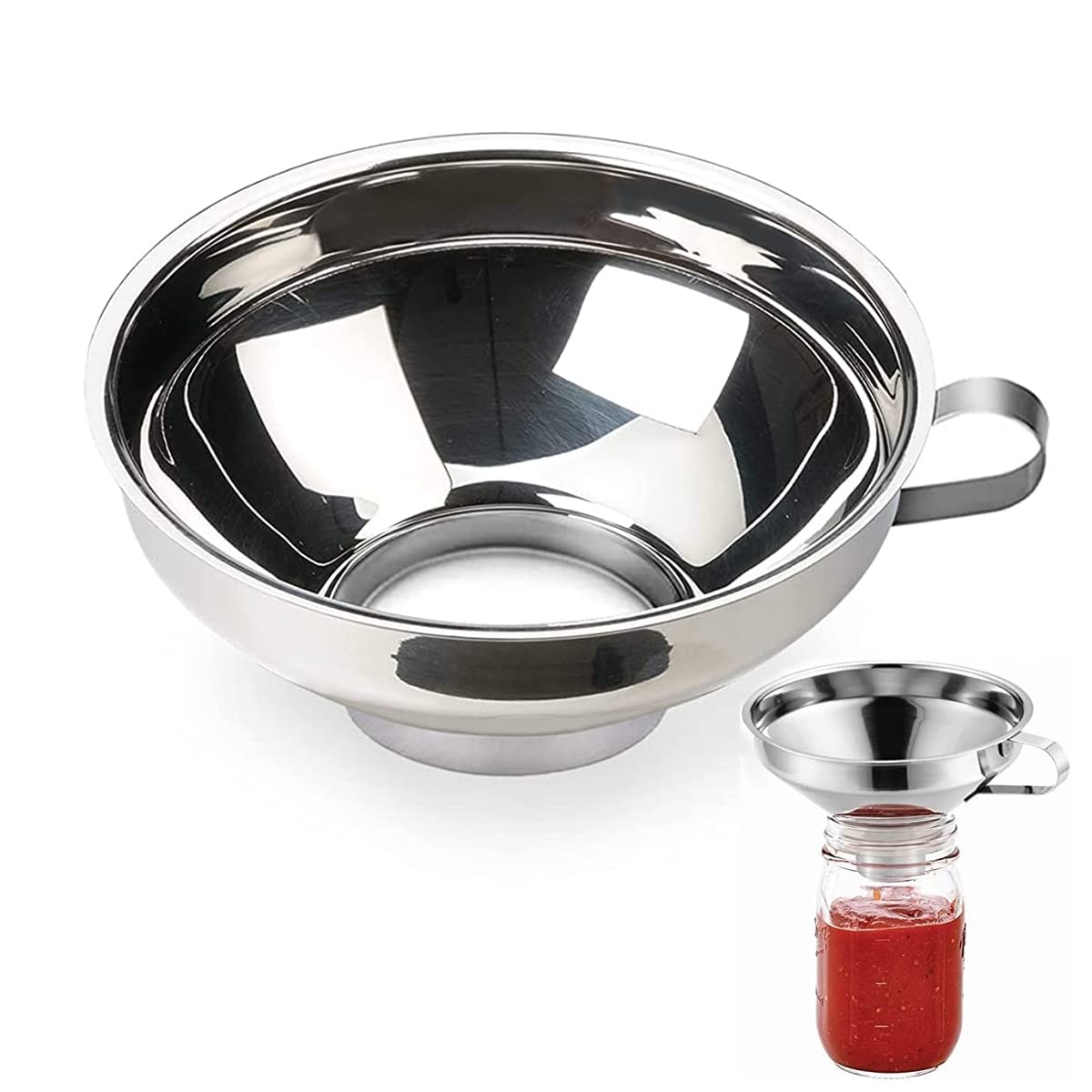 HASTHIP Canning Funnel for Kitchen Use with Handle, Multipurpose 304 Stainless Steel Funnel, Wide Mouth Funnel for Mason Jars, Funnel for Oil Dispenser, Small Canning Funnels (4.3X1.4inch) HASTHIP Canning Funnel for Kitchen Use with Handle, Multipurpose 304 Stainless Steel Funnel, Wide Mouth Funnel for Mason Jars, Funnel for Oil Dispenser, Small Canning Funnels (4.3X1.4inch)